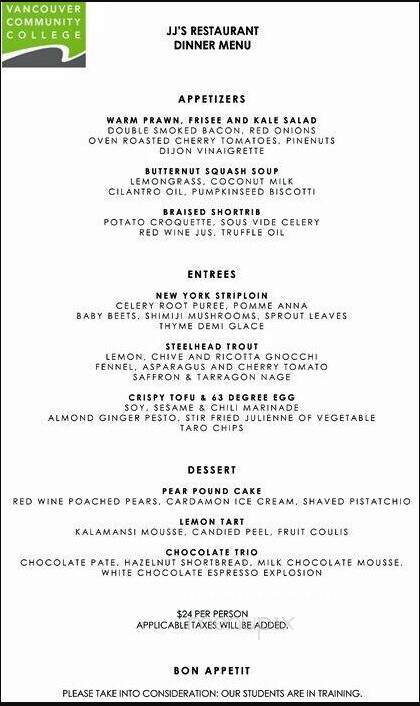 JJ's Restaurant - Vancouver, BC menu_pic