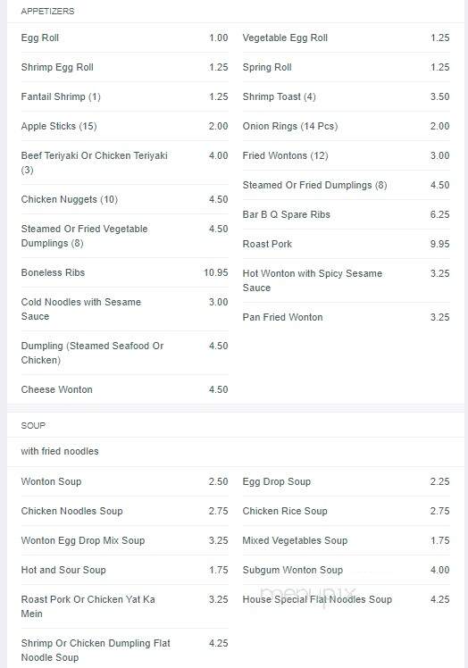 Chan's Village - Bronx, NY menu_pic