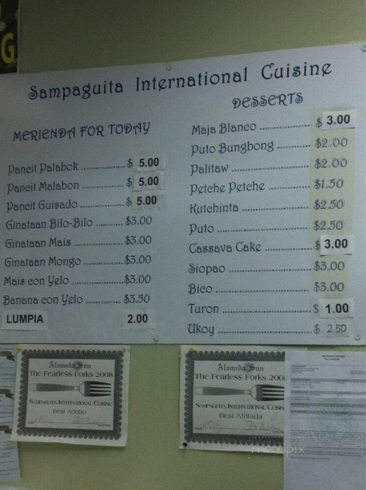 Sampaguita Fil-Am Cuisine - Alameda, CA menu_pic