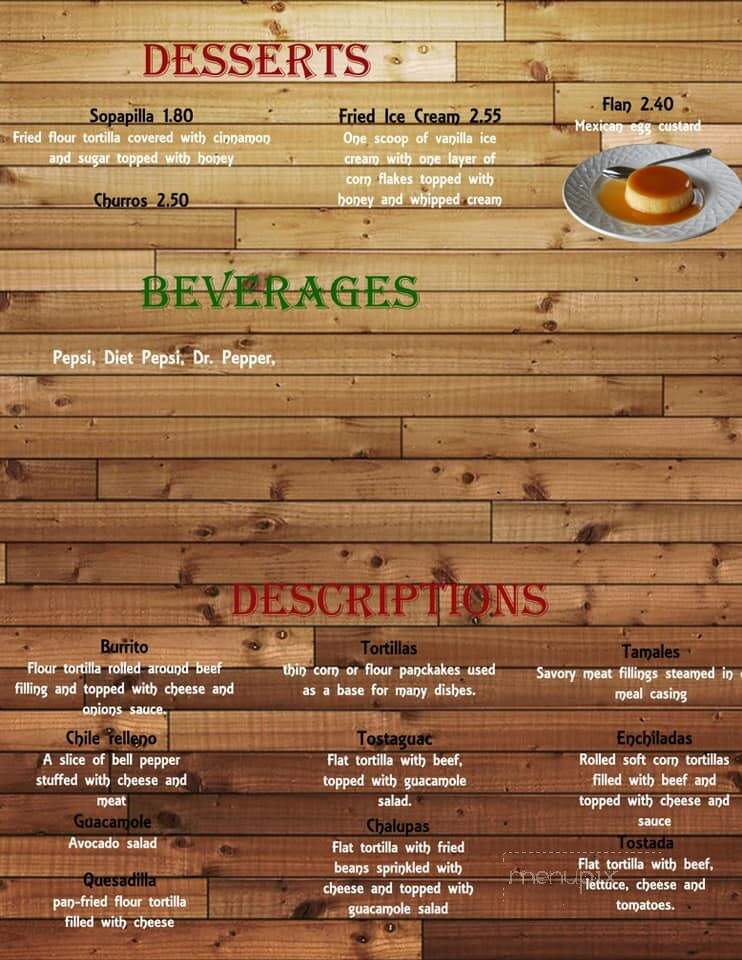 Los Tres Hermanos - Turbeville, SC menu_pic