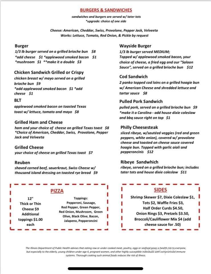 Wayside Saloon - Freeport, IL menu_pic