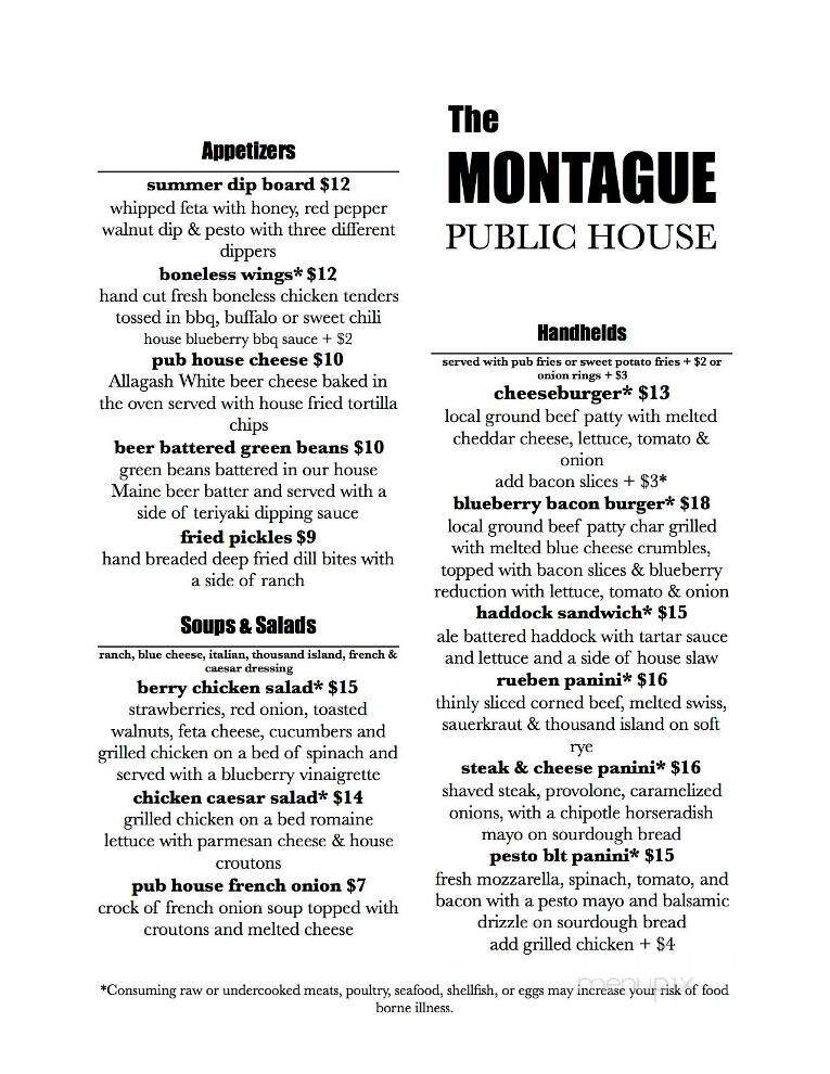 The Montague - Enfield, ME menu_pic