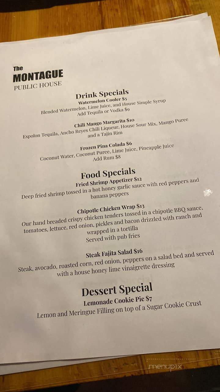 The Montague - Enfield, ME menu_pic