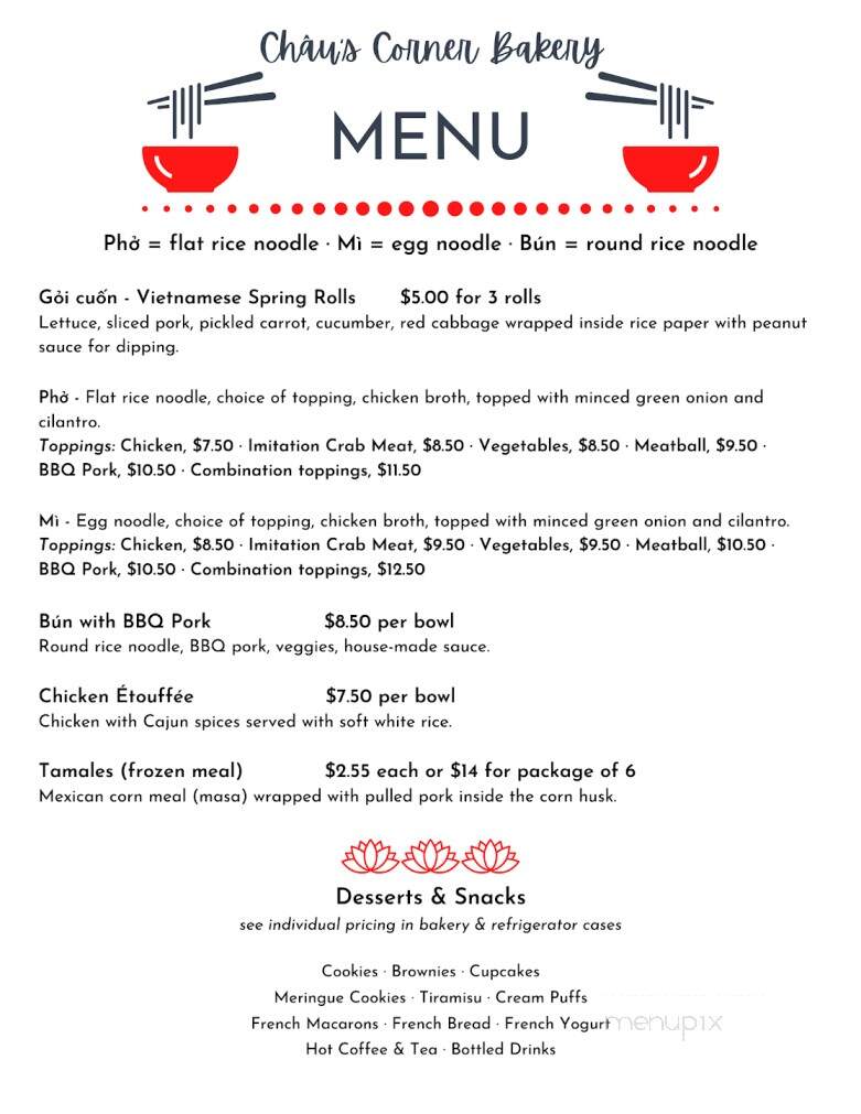 Chau's Corner Bakery - Wytheville, VA menu_pic
