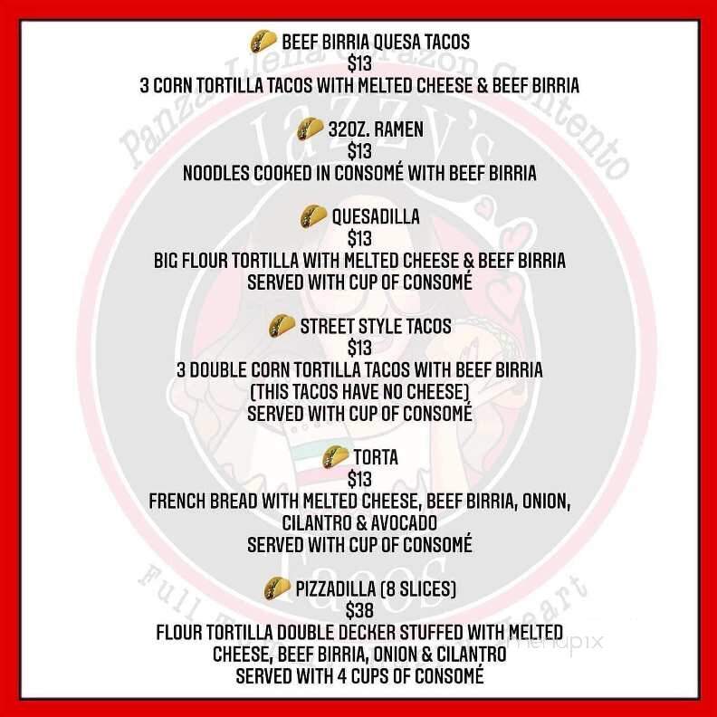 Jazzy's Tacos - Dallas, TX menu_pic