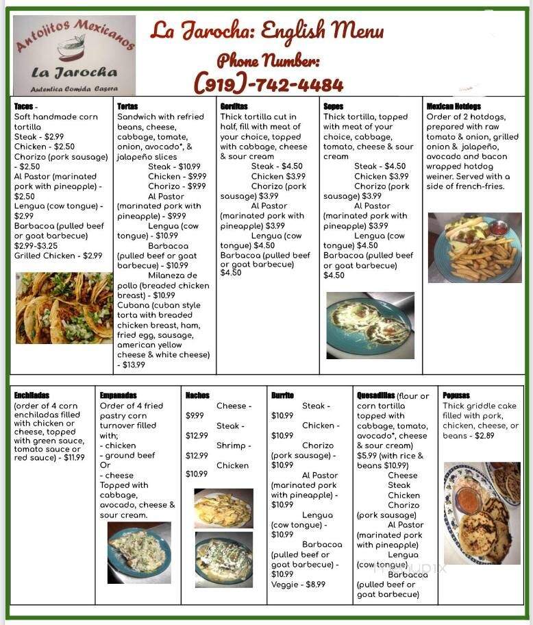 La Jarocha - Siler City, NC menu_pic