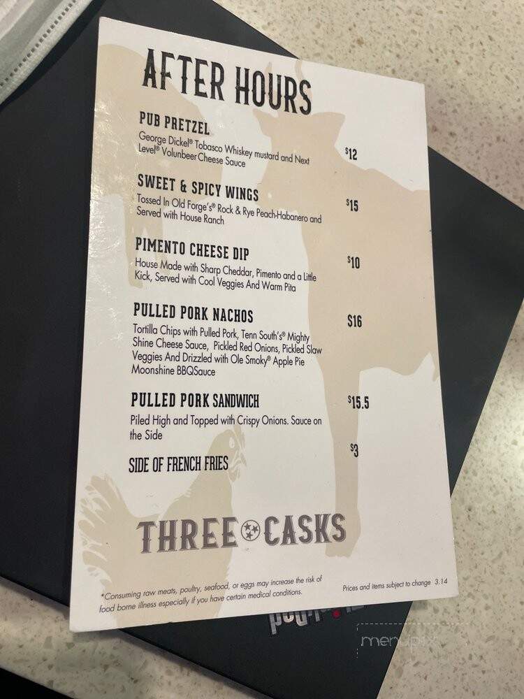 Three Casks - Nashville, TN menu_pic