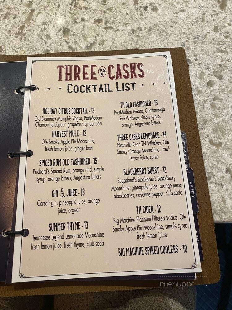 Three Casks - Nashville, TN menu_pic