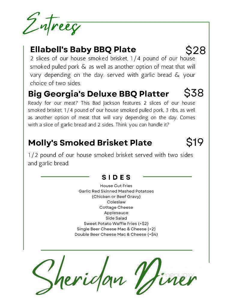 Sheridan Diner - Sheridan, MI menu_pic
