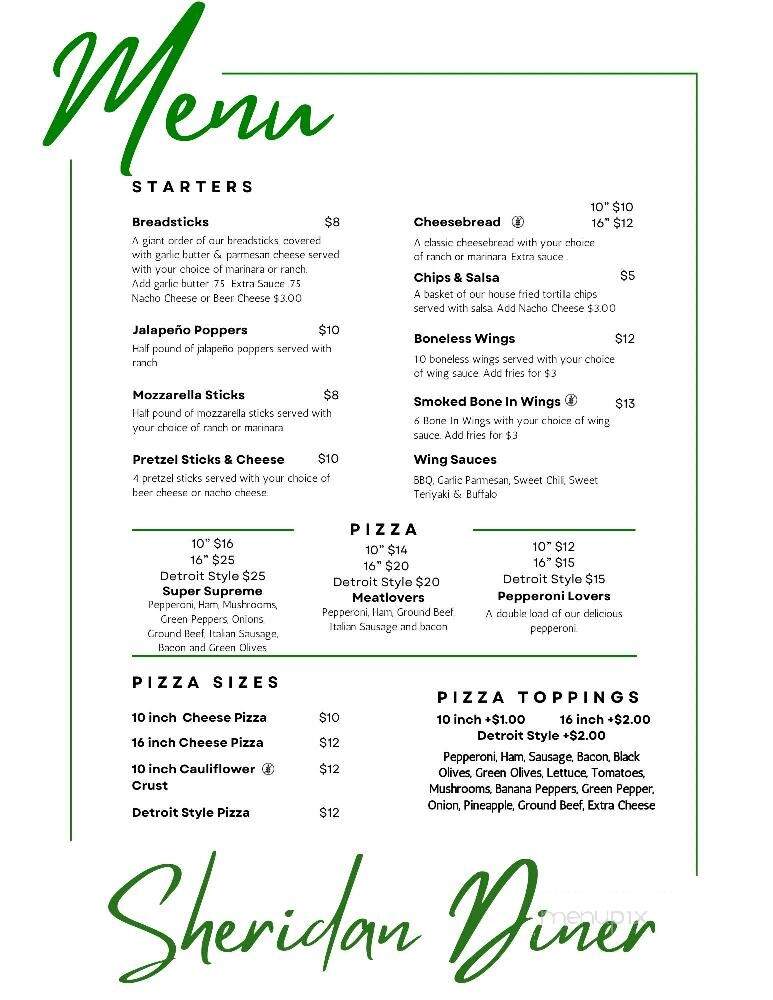 Sheridan Diner - Sheridan, MI menu_pic