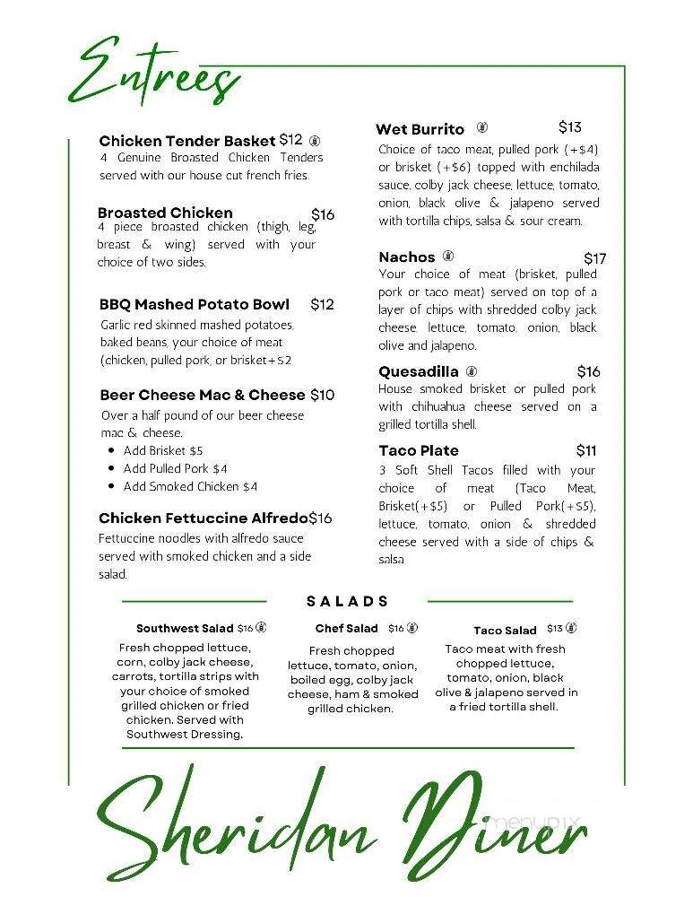 Sheridan Diner - Sheridan, MI menu_pic