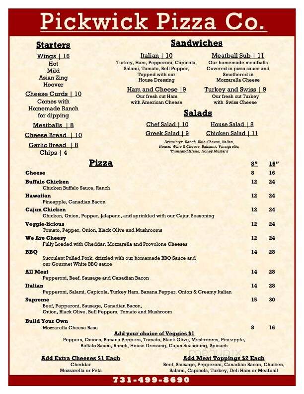 Pickwick Pizza - Counce, TN menu_pic
