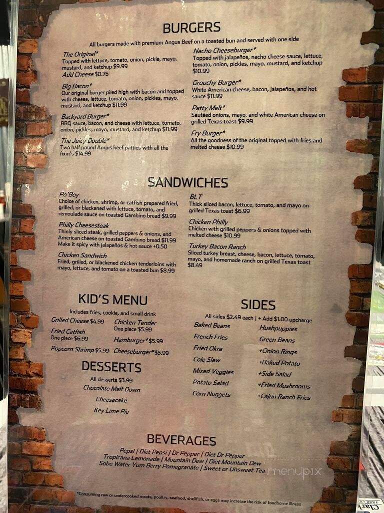JW Bar and Grill - Oneonta, AL menu_pic