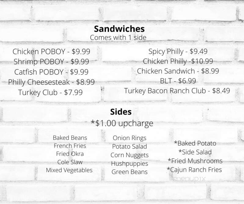 JW Bar and Grill - Oneonta, AL menu_pic