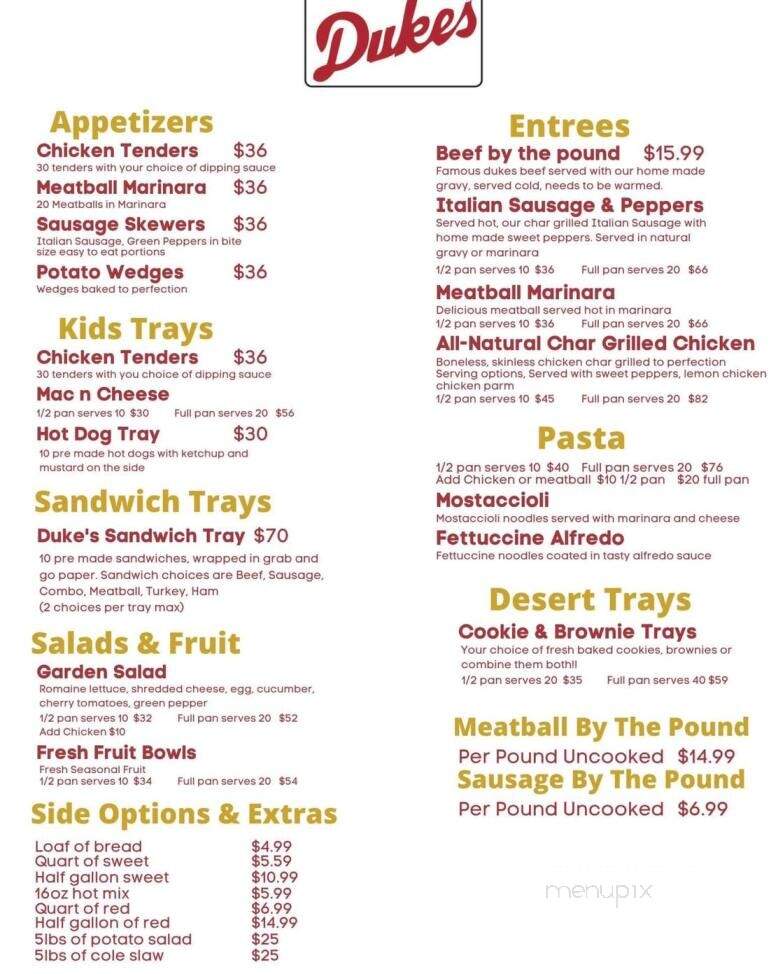 Duke's Drive In Mokena - Mokena, IL menu_pic