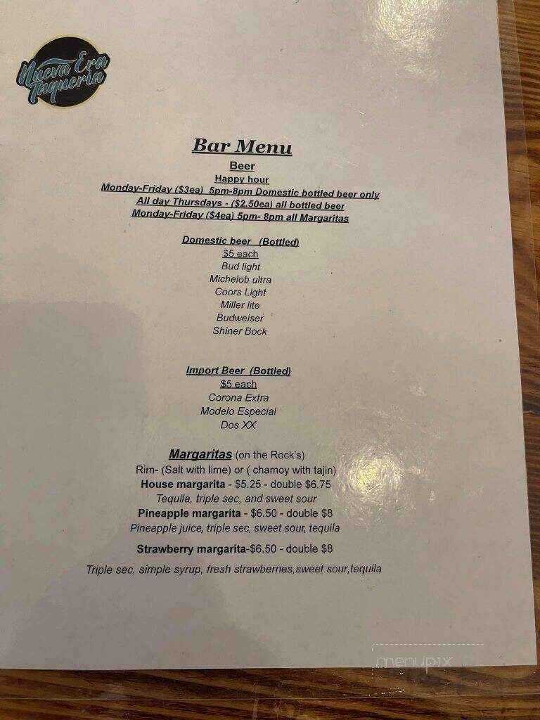 Nueva Era Taqueria - Decatur, TX menu_pic