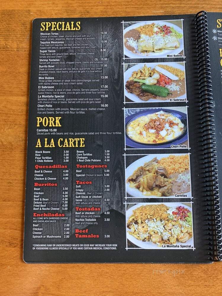 La Montana Mexican Grill - Athens, GA menu_pic