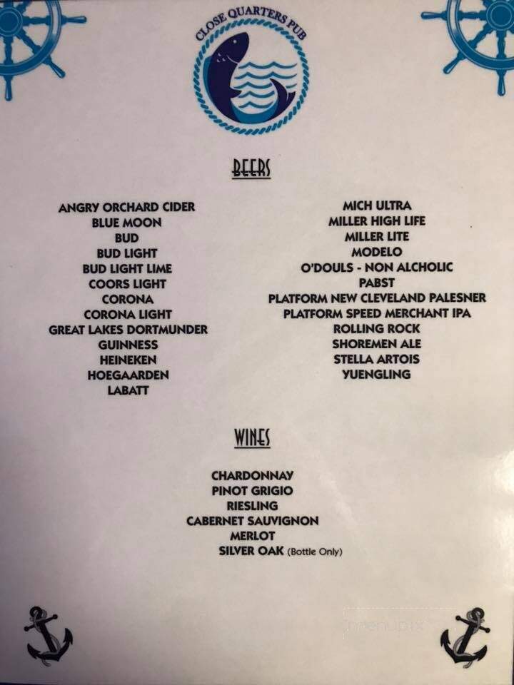 Close Quarters Pub - Avon Lake, OH menu_pic
