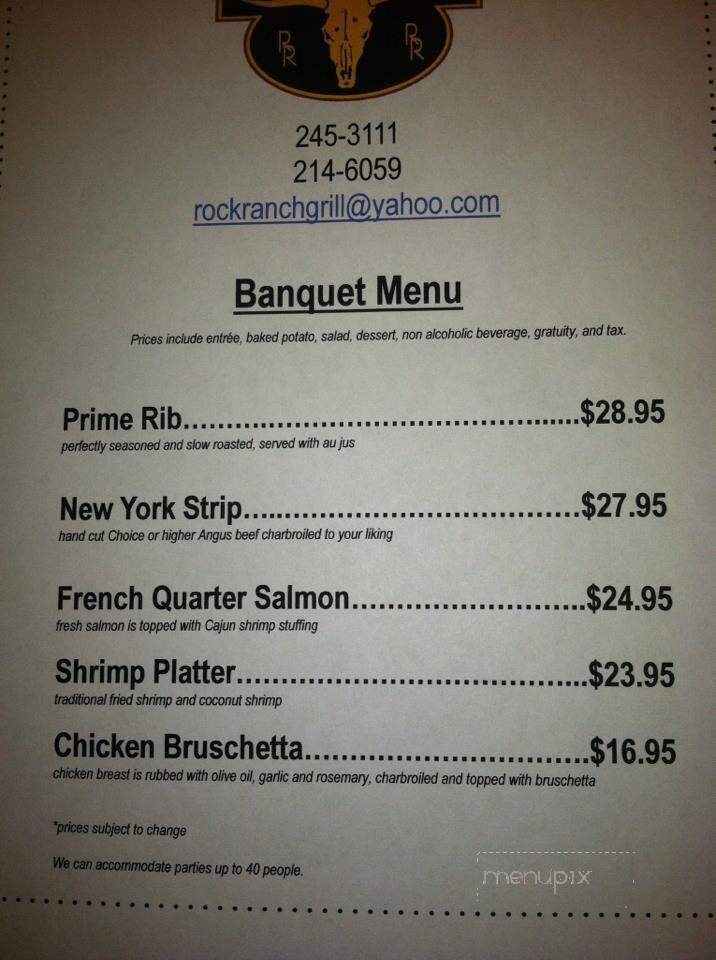 Rock Ranch Grill - Pine Bluffs, WY menu_pic