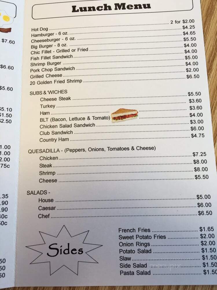Cafe 45 - Colerain, NC menu_pic