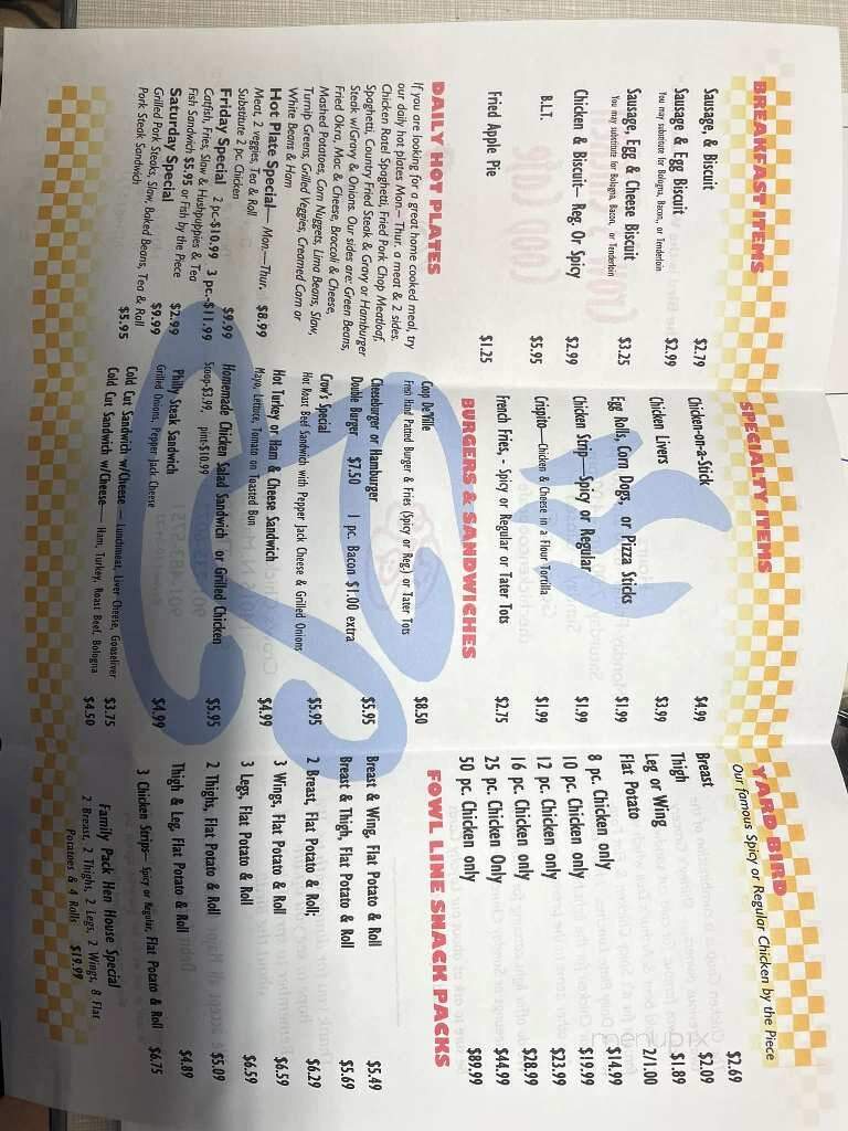 The Chicken Coop Cafe - Somerville, TN menu_pic
