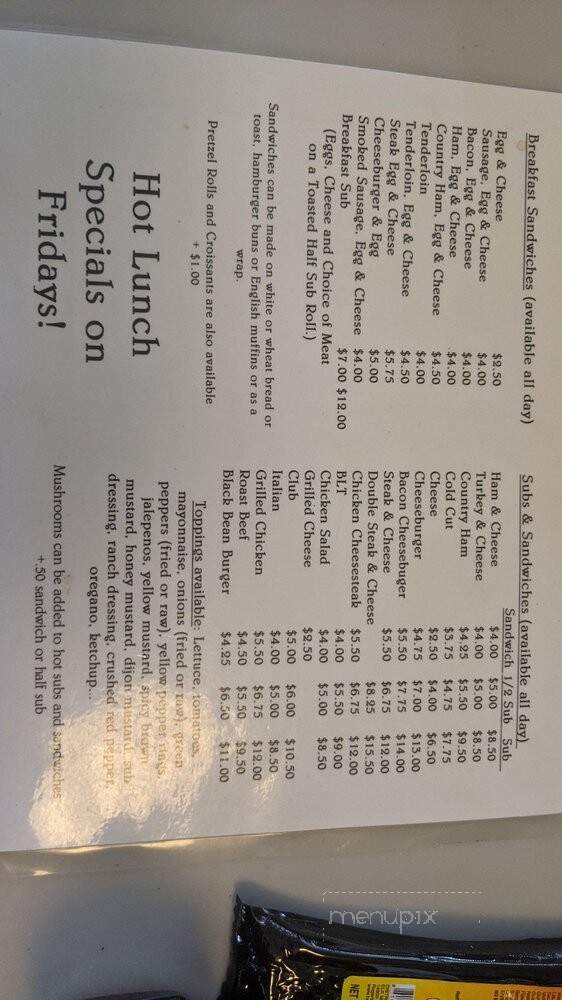 Harne's Store - Myersville, MD menu_pic
