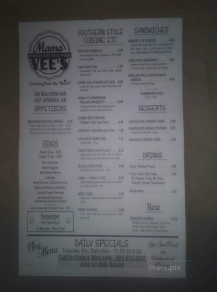 Mama Vee's - Hot Springs, AR menu_pic