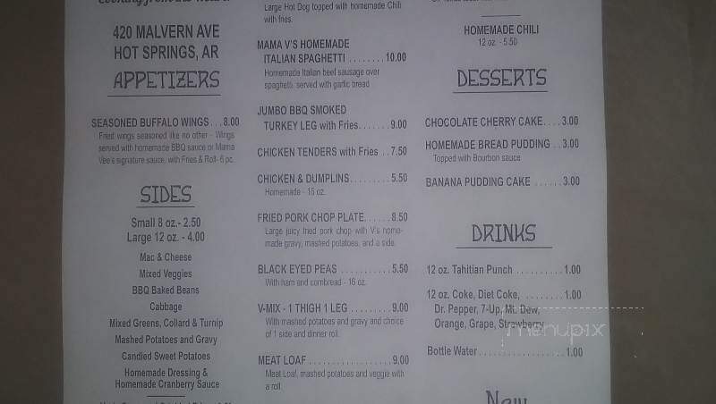 Mama Vee's - Hot Springs, AR menu_pic