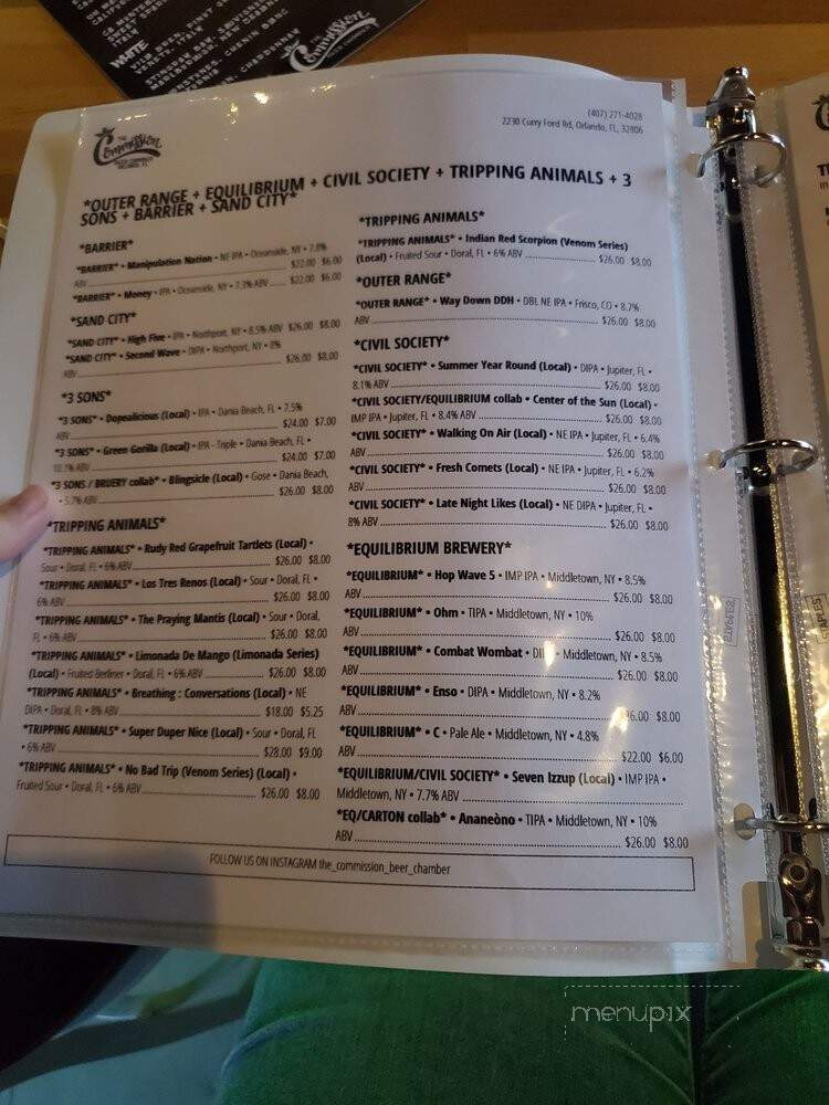 The Commission Beer Chamber - Orlando, FL menu_pic