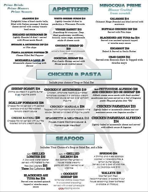 Minocqua Prime - Minocqua, WI menu_pic