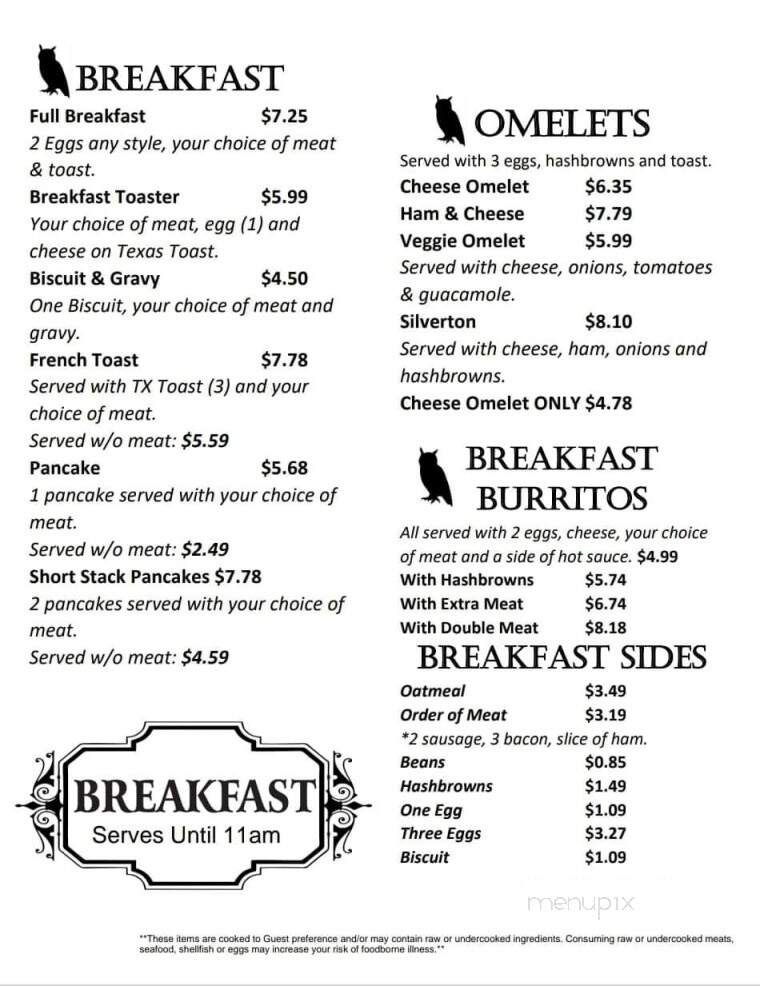 Hooties - Silverton, TX menu_pic