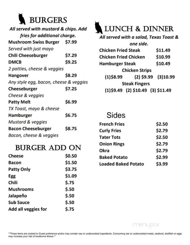 Hooties - Silverton, TX menu_pic