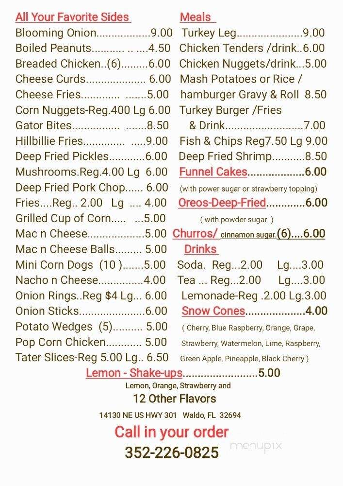 Fair Foods - Waldo, FL menu_pic