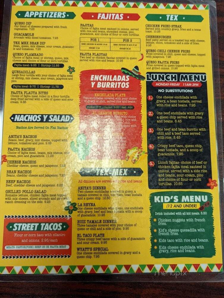 Anita's Tex Mex - Buna, TX menu_pic