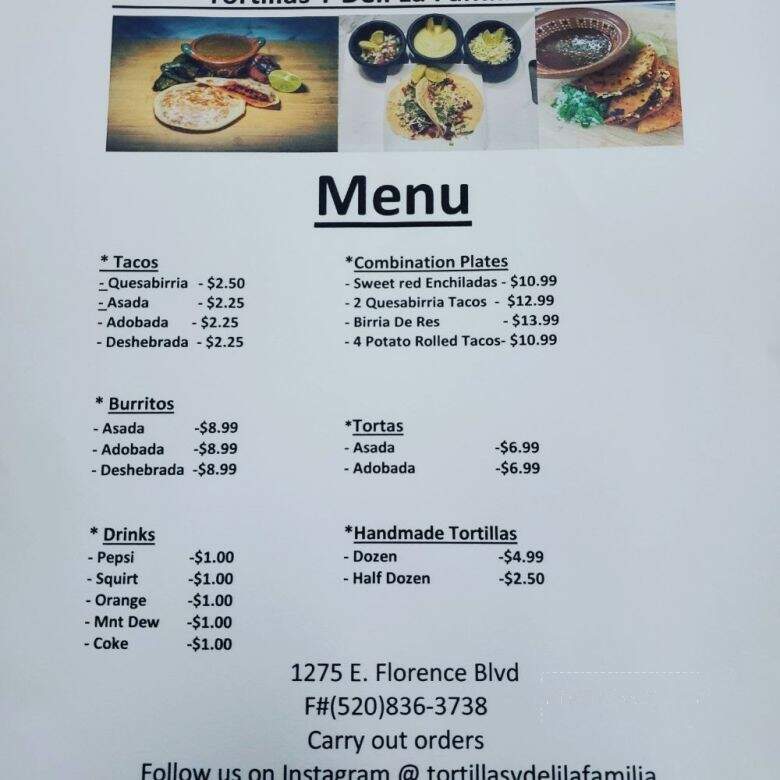 Tortillas Y Deli La Familia - Casa Grande, AZ menu_pic
