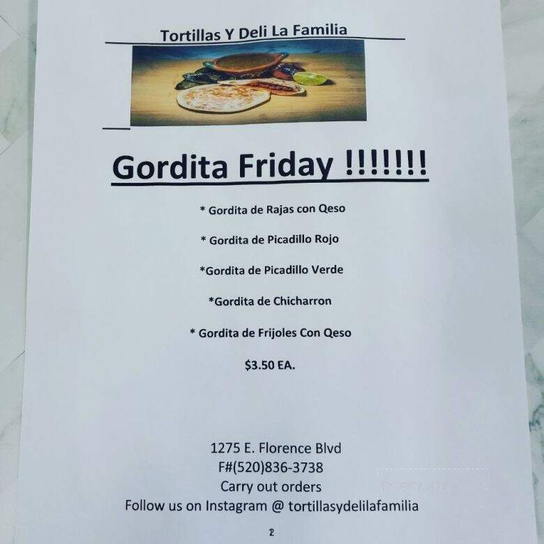 Tortillas Y Deli La Familia - Casa Grande, AZ menu_pic