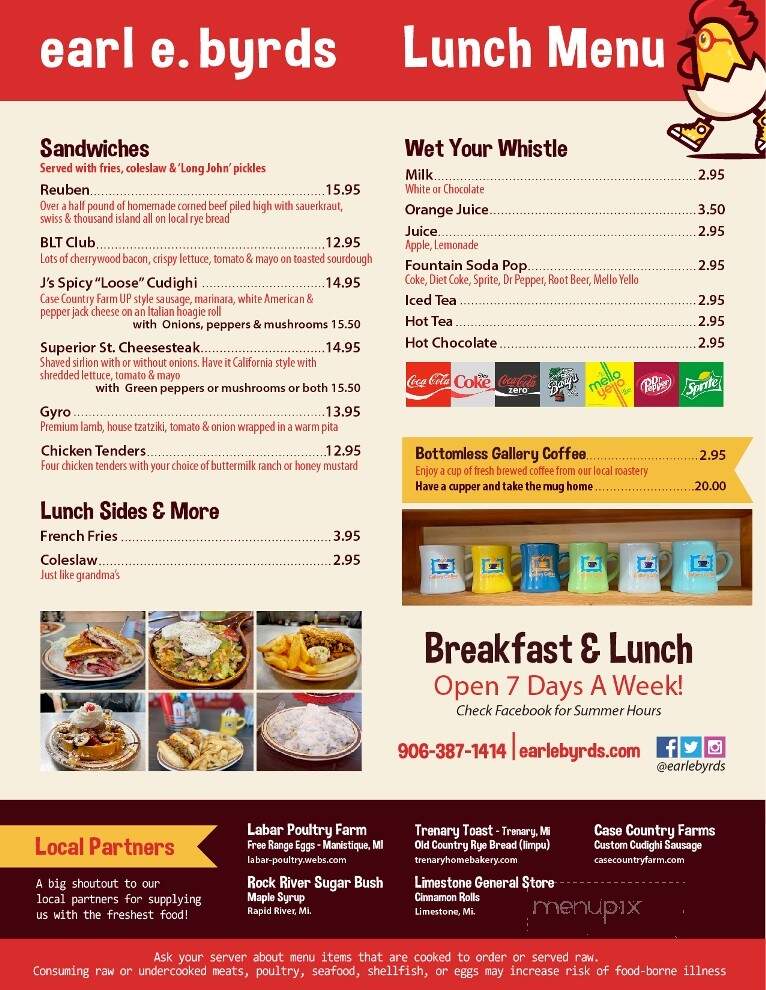 Earl E Byrds - Munising, MI menu_pic