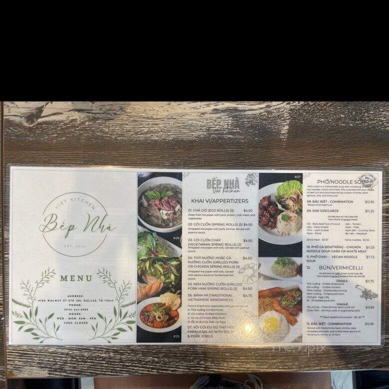 Bep Nha - Dallas, TX menu_pic