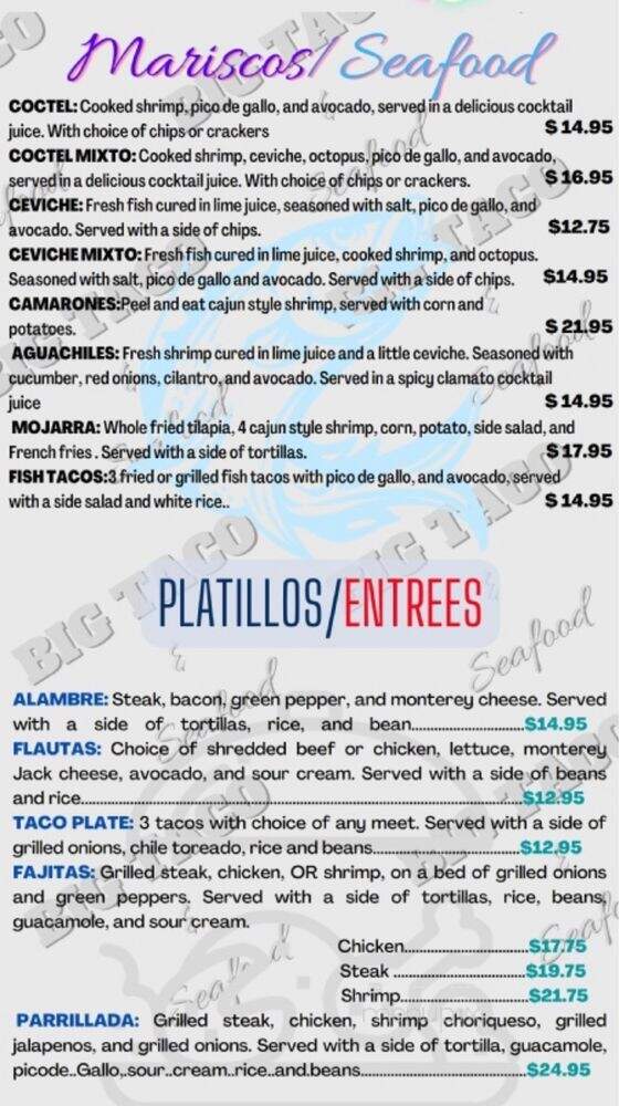 Big Taco and Seafood - McKinney, TX menu_pic