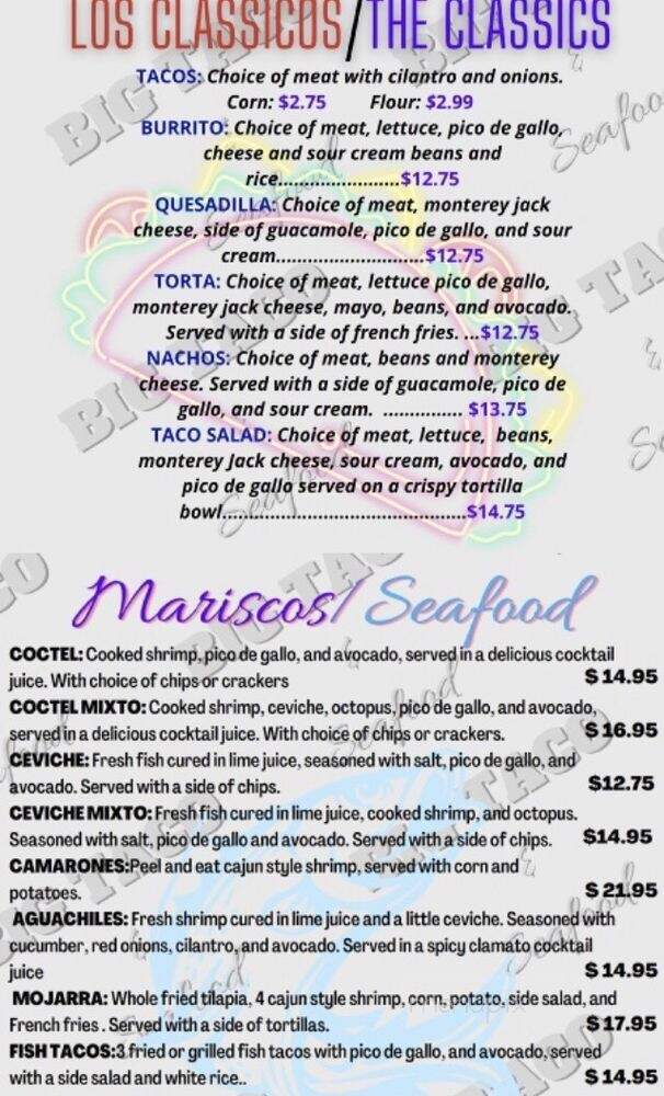 Big Taco and Seafood - McKinney, TX menu_pic