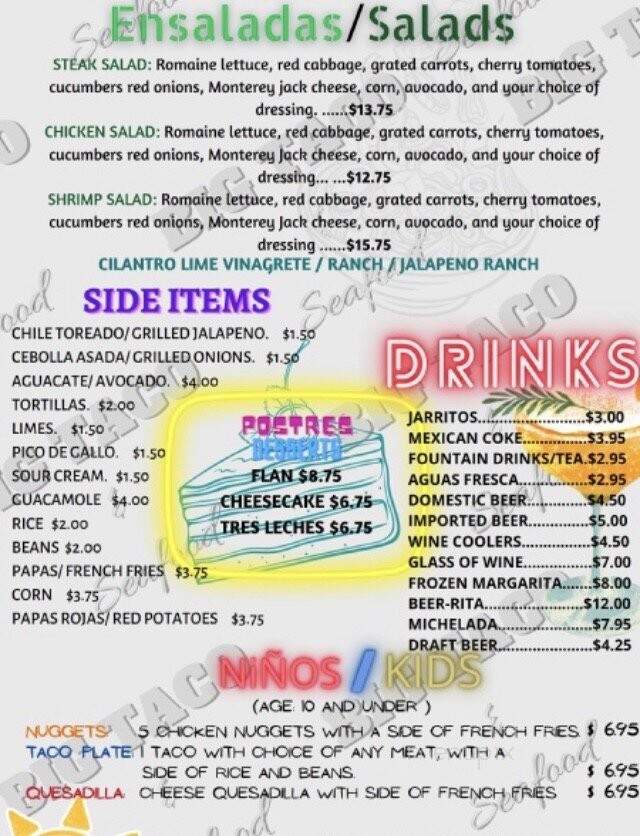 Big Taco and Seafood - McKinney, TX menu_pic