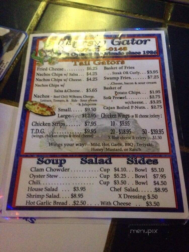 Thirsty Gator Sports Bar and Grill - Gainesville, FL menu_pic