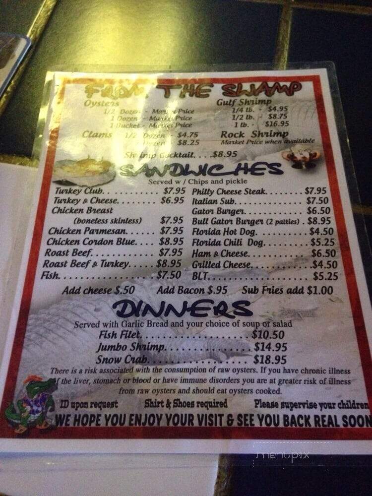 Thirsty Gator Sports Bar and Grill - Gainesville, FL menu_pic