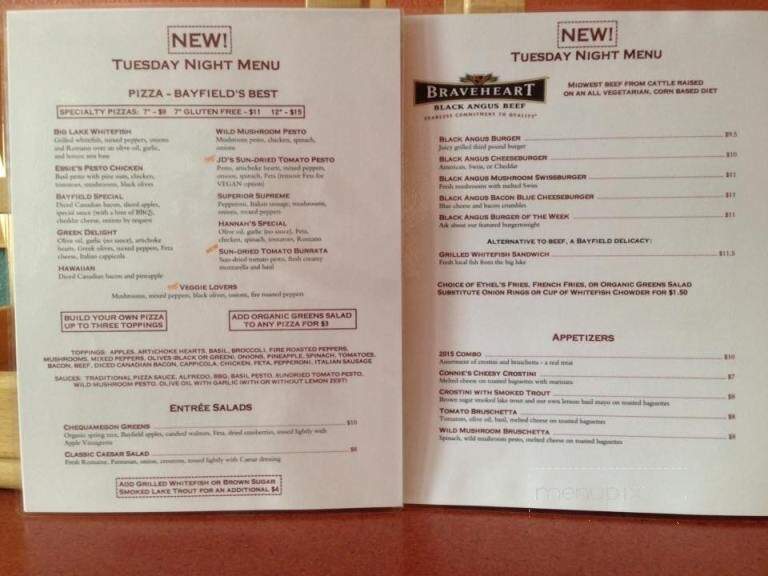 Ethel's At 250 - Bayfield, WI menu_pic