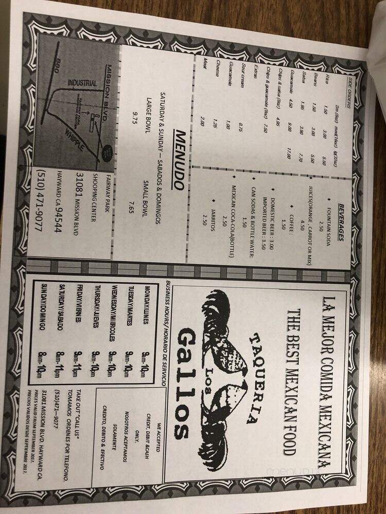 Taqueria Los Gallos No 2 - Hayward, CA menu_pic