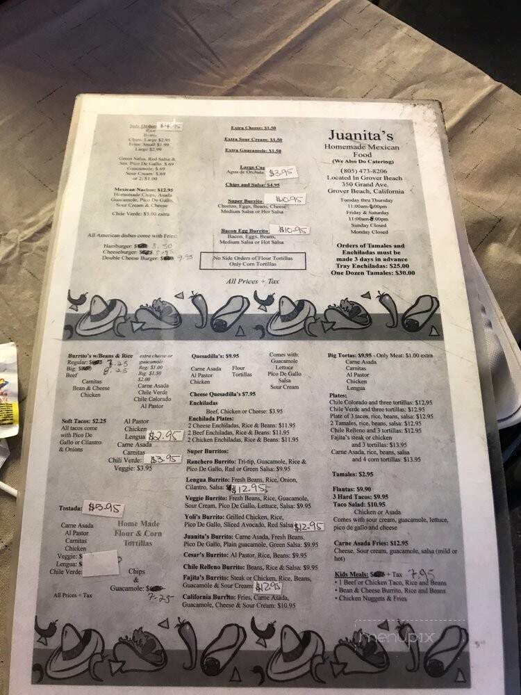 Juanita's Home Made Mexican Fd - Grover Beach, CA menu_pic