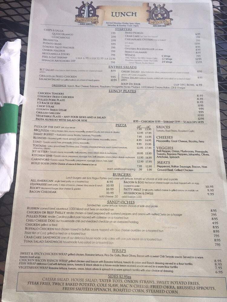 Lake Chatuge Lighthouse And Grill - Hiawassee, GA menu_pic