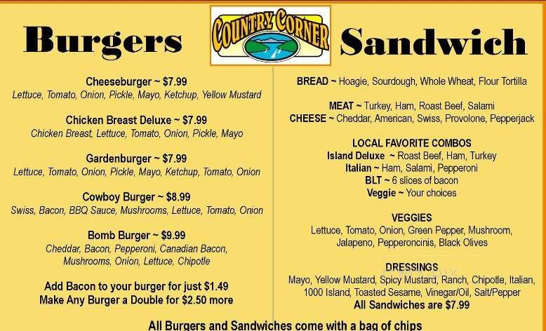 Country Corner Cellars - Eastsound, WA menu_pic