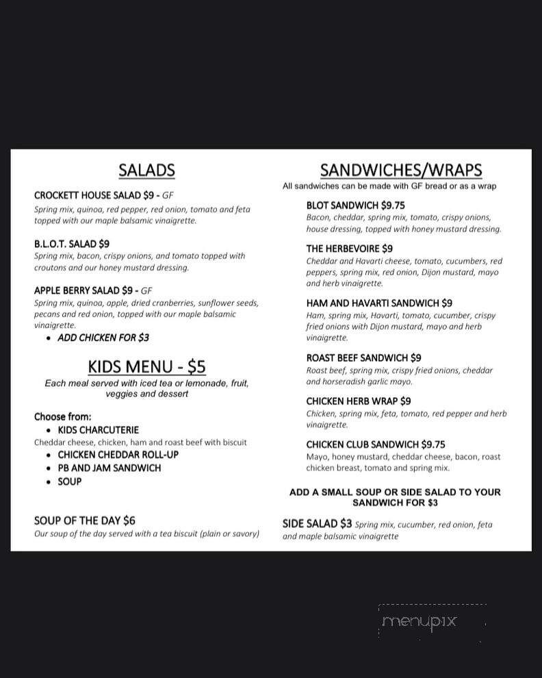 Crockett House Cafe - Mayerthorpe, AB menu_pic