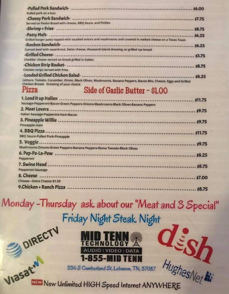 AJ's Bar & Grill - Lebanon, TN menu_pic